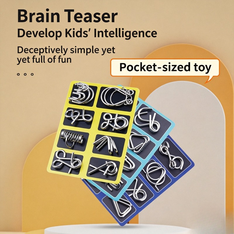 8 Pieces Metal Puzzle Set Clas - Party Games Quiz 评论和价格