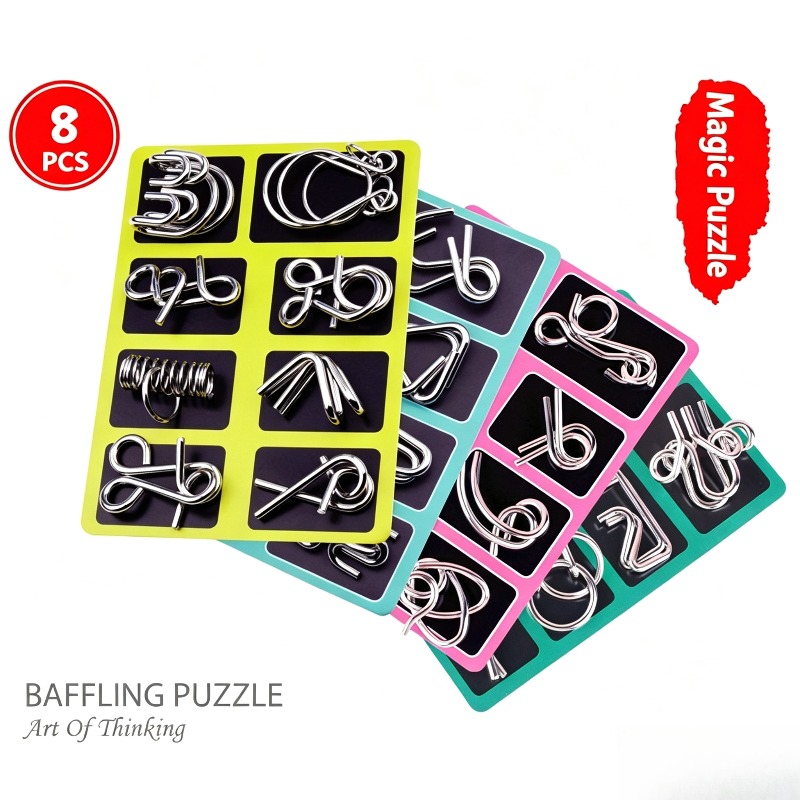 8 Pieces Metal Puzzle Set Clas - Party Games Quiz 评论和价格