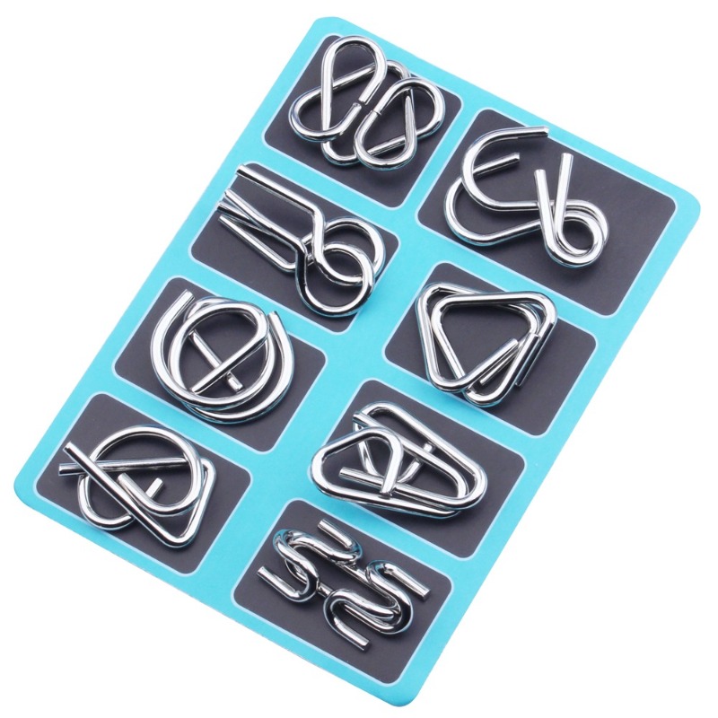 8 Pieces Metal Puzzle Set Clas - Party Games Quiz 评论和价格