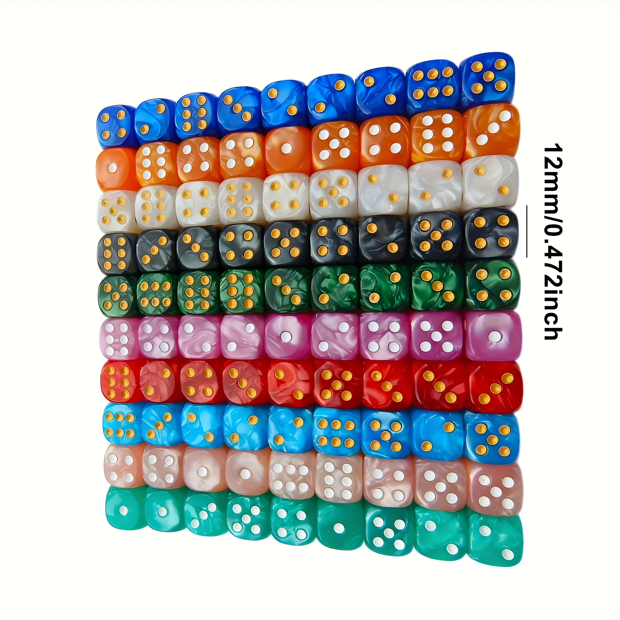10Pcs 12mm Pearl Swirl D6 Dice - Party Games Console 评论和价格