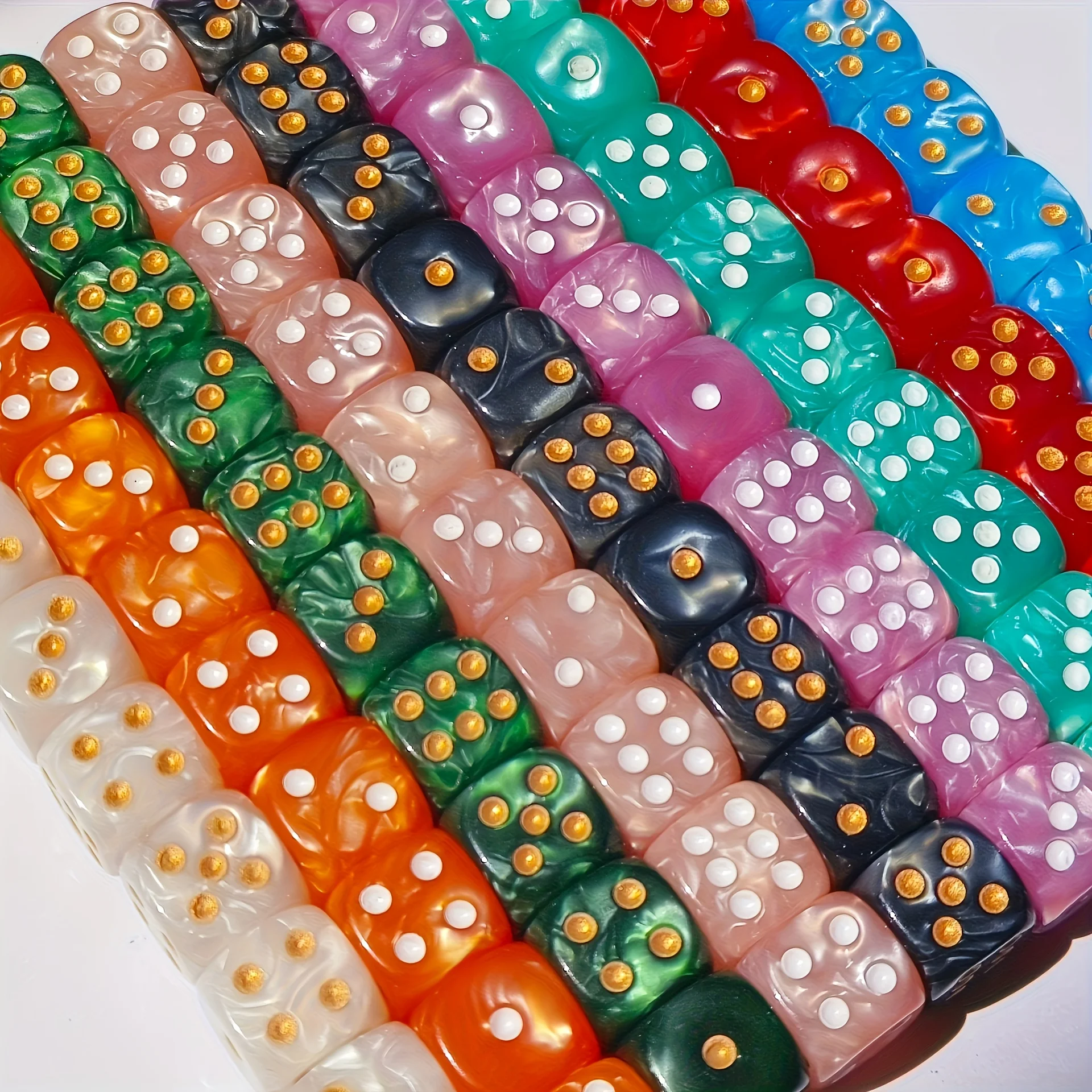 10Pcs 12mm Pearl Swirl D6 Dice - Party Games Console 评论和价格
