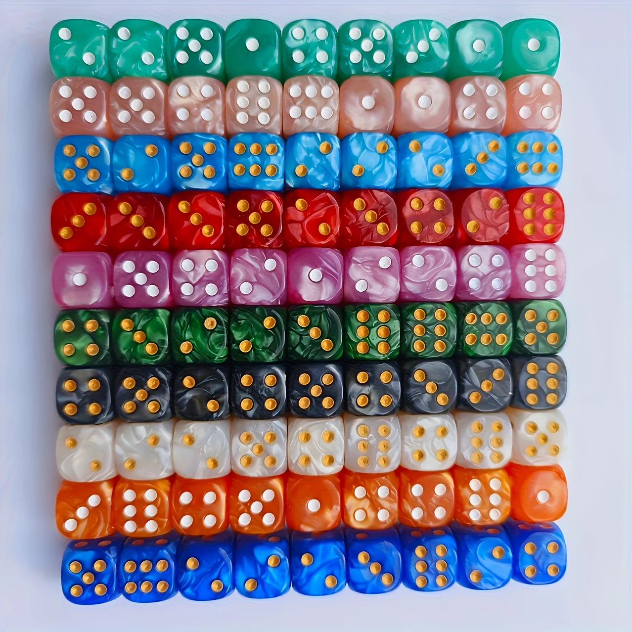 10Pcs 12mm Pearl Swirl D6 Dice - Party Games Console 评论和价格